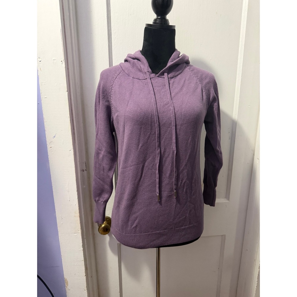 Unbranded Purple Knit Hoodie Sweatshirt XS Raglan Sleeve Pullover Sweater